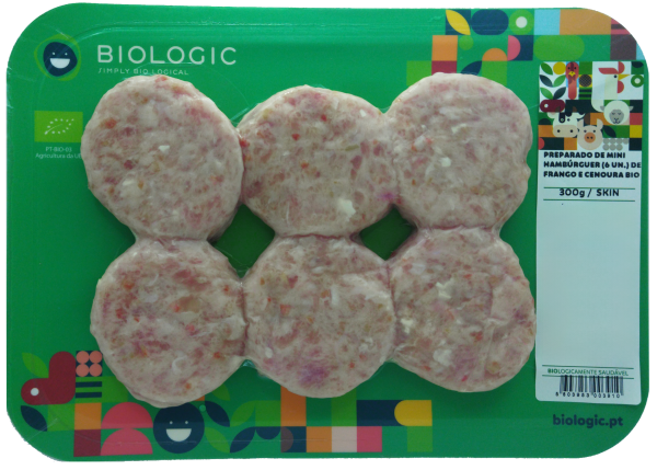 CHICKEN AND CARROT MINI HAMBURGER PREPARATION  (6 PCS.) BIO – SKIN - CONG - 300 G